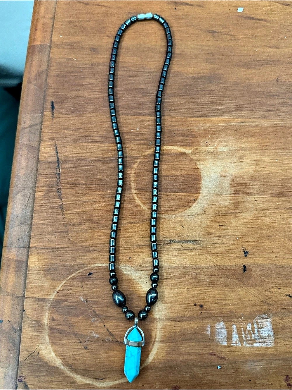 Black & Blue Beaded Pendant Necklace